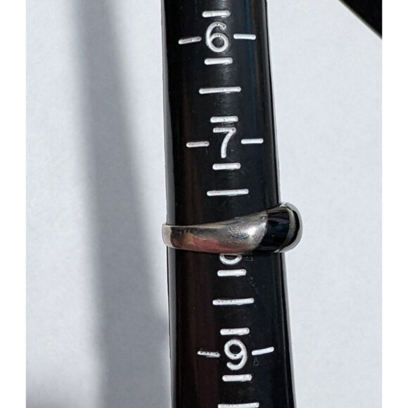 Sterling Silver Onyx Inlay Ring Size 8 Domed shrimp band Black ink onyx - Picture 11 of 14